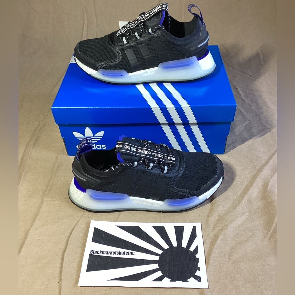 Adidas NMD R1 V3 'adiClub' Black White Royal Blue HQ9838 Men's Size 5.5